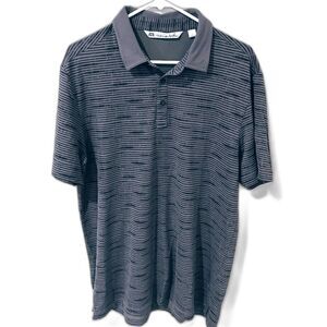 Travis Mathew Men's Large Grey and Black Striped Polo